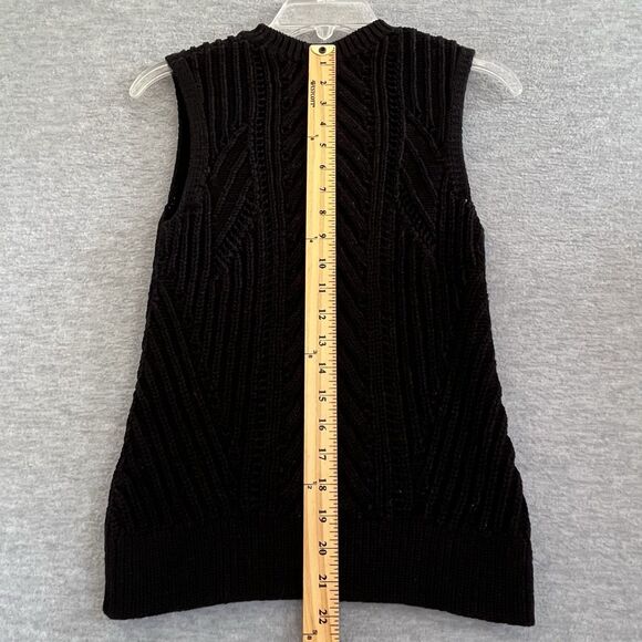 Banana Republic Sleeveless Open Stitch Sweater Sz M Preppy Coastal Capsule Black - Picture 11 of 15